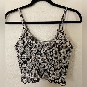 American Eagle Outfitters Cropped V-Neck Smocked Cami